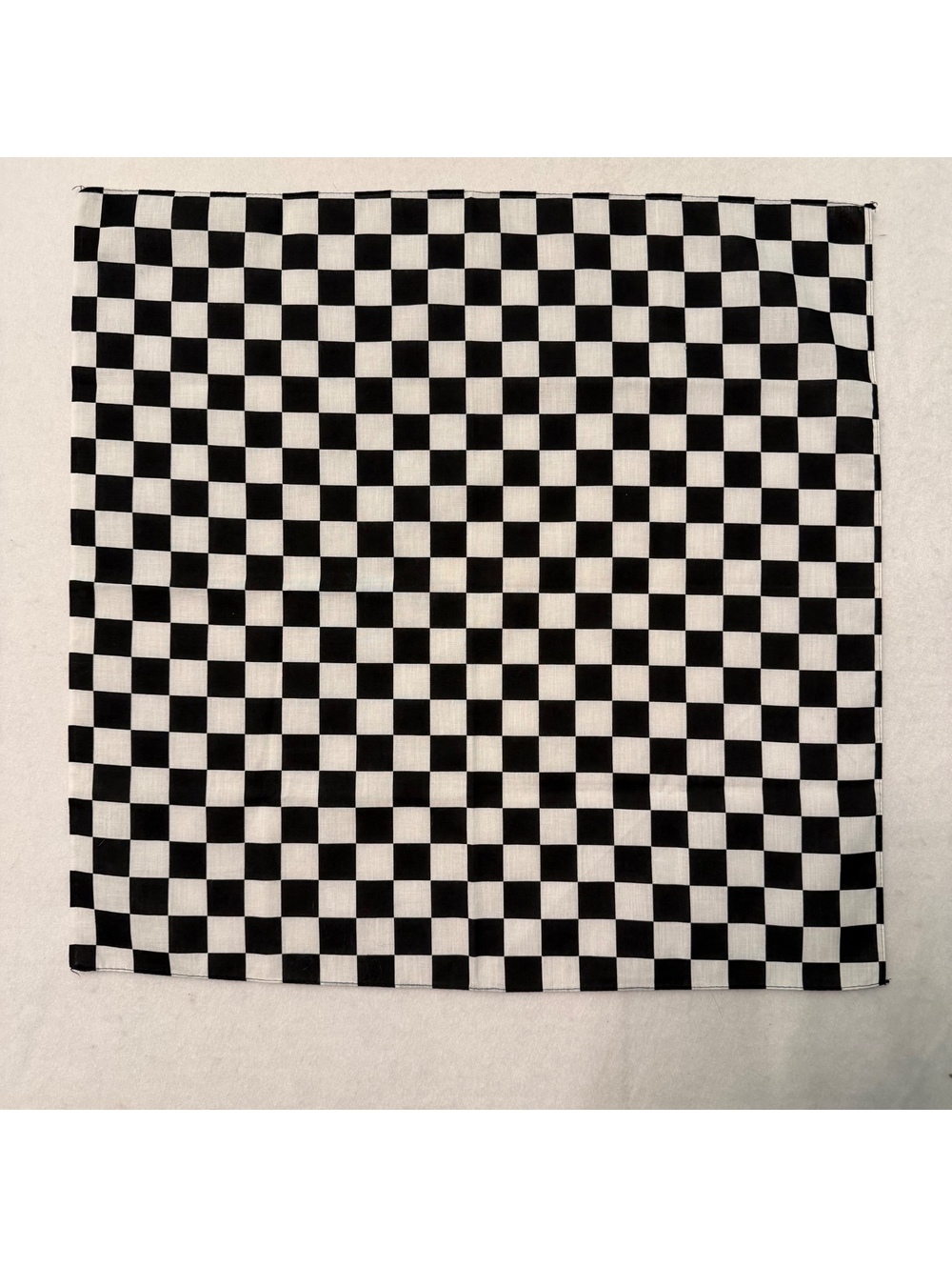 Vintage Checkered Bandana Handkerchief Black & White 1" Squares 22x21